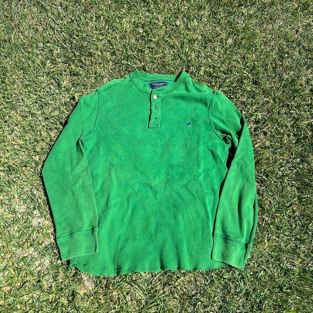 American Eagle Outfitters Green henley mens size L 2000s